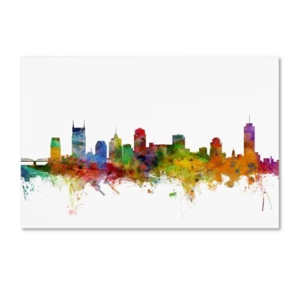 Michael Tompsett 'Nashville Tennessee Skyline' Canvas Art, 12x19, Trademark Fine Art, Mfr#: MT0561-C1219GG